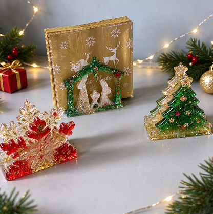 Assembleable Christmas-Themed Napkin Holder Resin Mold