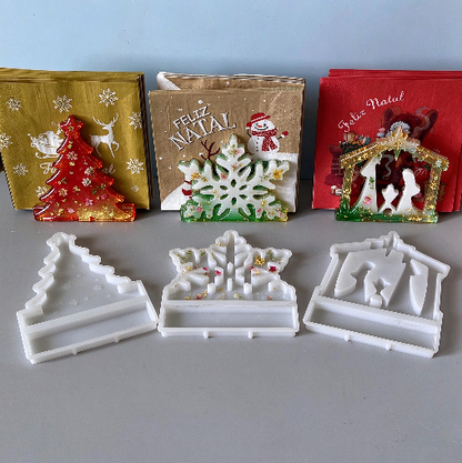 Assembleable Christmas-Themed Napkin Holder Resin Mold