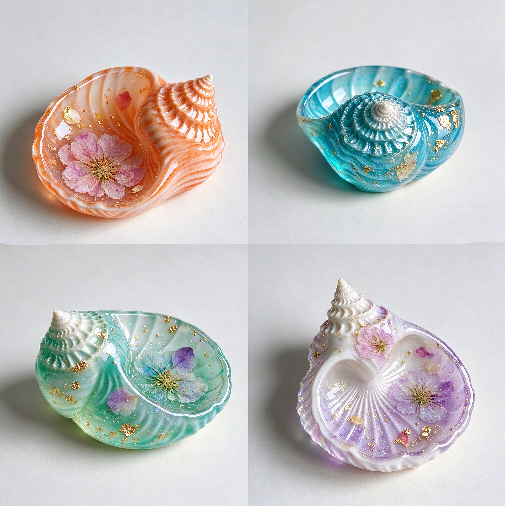 3D Seashell Trinket Dish & Tray Resin Mold
