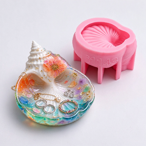 3D Seashell Trinket Dish & Tray Resin Mold