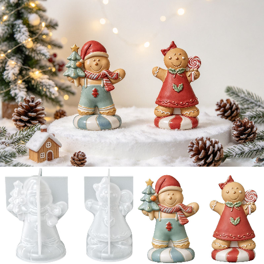 Cute Gingerbread Man Figurine Resin Mold