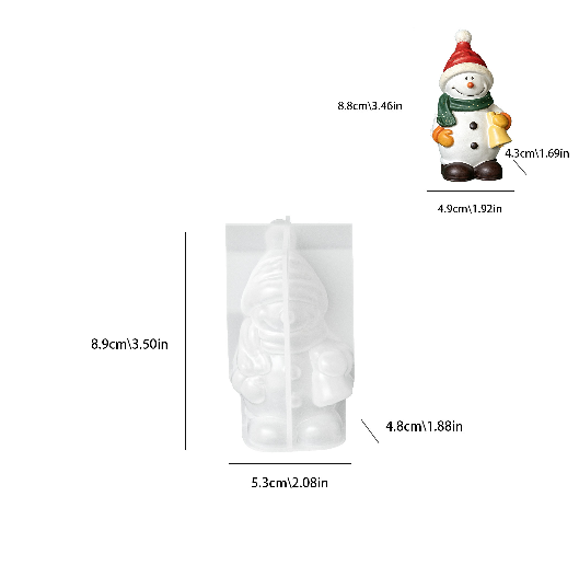 4pcs Cute Snowman Figurine Resin Mold Set