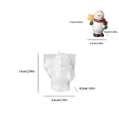 4pcs Cute Snowman Figurine Resin Mold Set