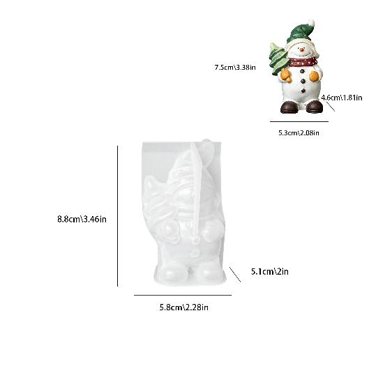 4pcs Cute Snowman Figurine Resin Mold Set