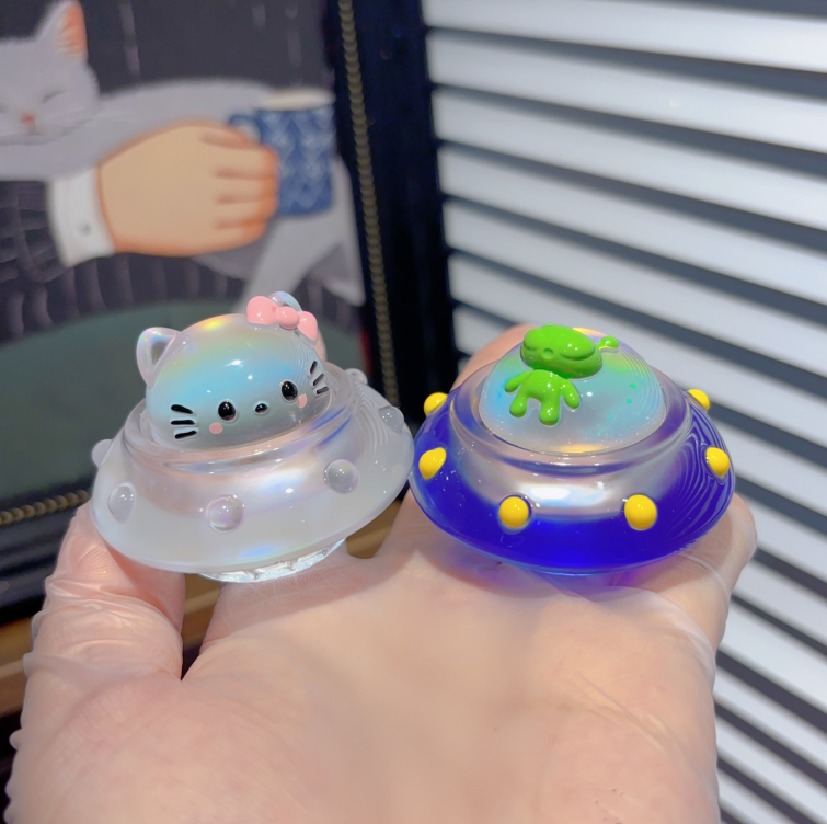 Handmade Alien UFO & Kawaii Cat Fidget Clicker Resin Mold