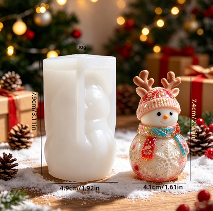 Snowman Figurine Resin Mold with Reindeer Antler Hat