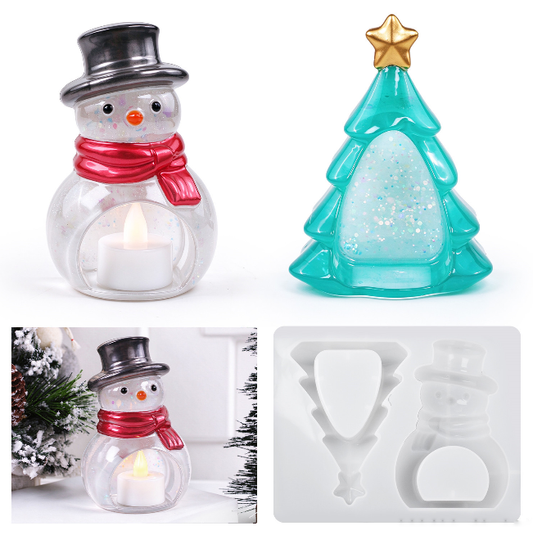 Christmas Tree Snowman Night Light Figurine Resin Mold