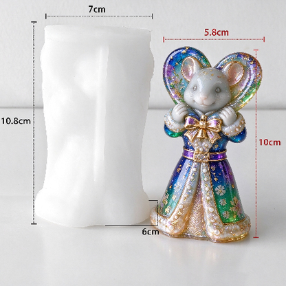 Cute Mouse Holding Candy Cane Figurine Resin Mold