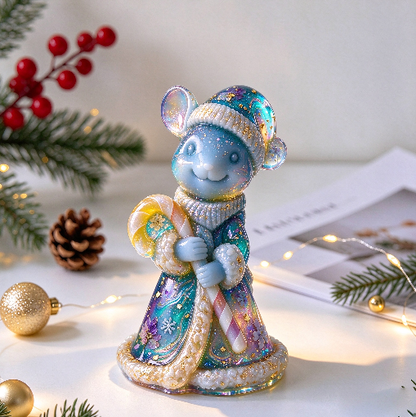 Cute Mouse Holding Candy Cane Figurine Resin Mold