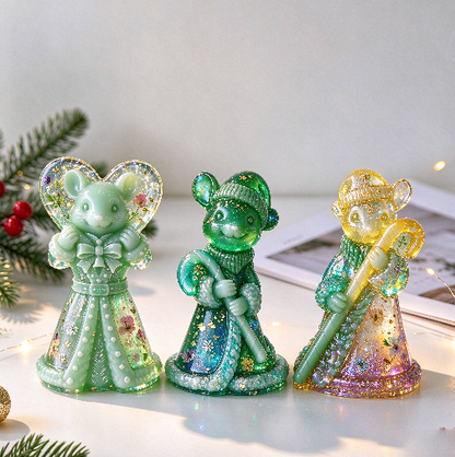 Cute Mouse Holding Candy Cane Figurine Resin Mold