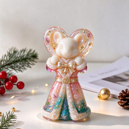 Cute Mouse Holding Candy Cane Figurine Resin Mold
