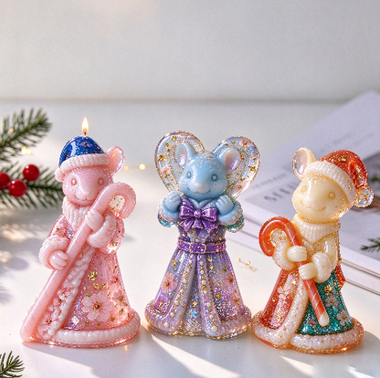 Cute Mouse Holding Candy Cane Figurine Resin Mold