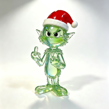 【VIP EXCLUSIVE】Handmade Half-3D Grinch with Cheeky Gesture & Santa Hat Resin Mold