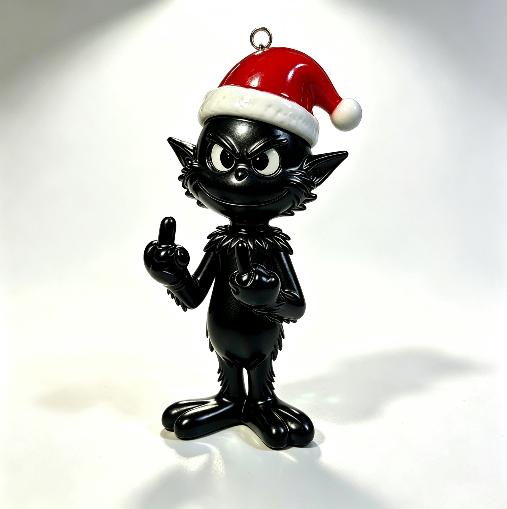 【VIP EXCLUSIVE】Handmade Half-3D Grinch with Cheeky Gesture & Santa Hat Resin Mold