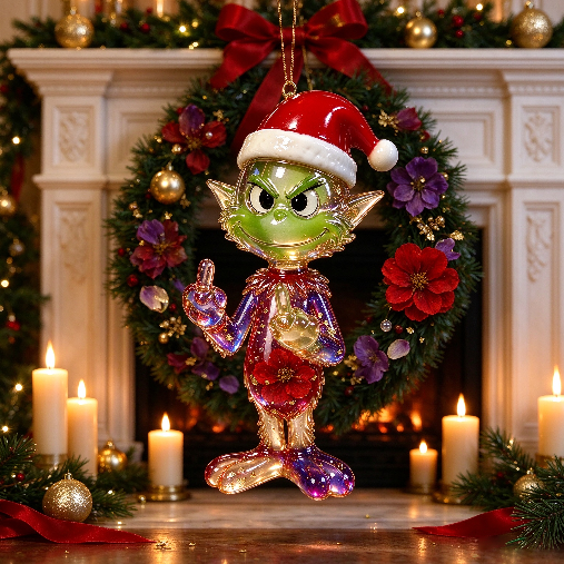 【VIP EXCLUSIVE】Handmade Half-3D Grinch with Cheeky Gesture & Santa Hat Resin Mold