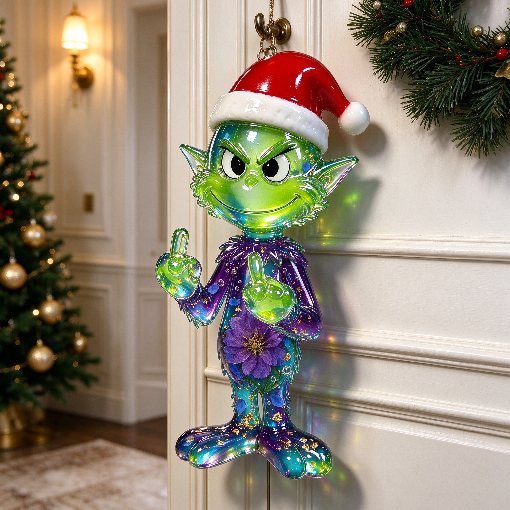 【VIP EXCLUSIVE】Handmade Half-3D Grinch with Cheeky Gesture & Santa Hat Resin Mold