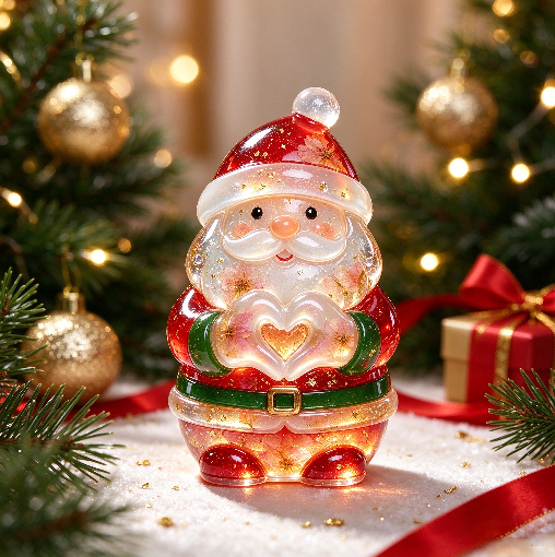 【VIP EXCLUSIVE】Handmade Heart-Hand Gesture Santa Claus Figurine Resin Mold