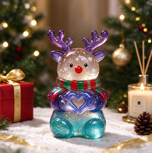 【VIP EXCLUSIVE】Handmade Heart-Hand Gesture Reindeer Figurine Resin Mold