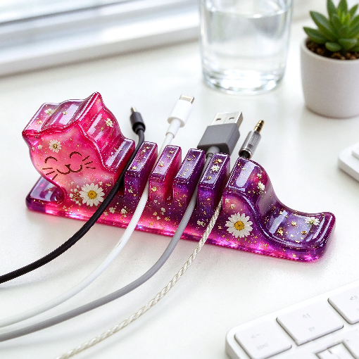 【VIP EXCLUSIVE】Handmade Cat-Shaped Cable Organizer & Decorative Holder Resin Mold