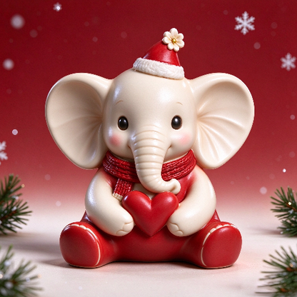【VIP EXCLUSIVE】Handmade Cute Big-Eared Christmas Elephant Figurine Resin Mold