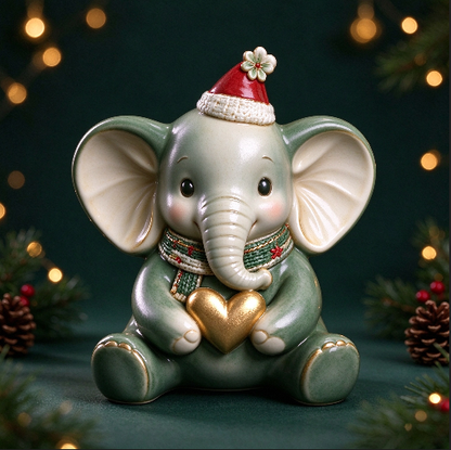 【VIP EXCLUSIVE】Handmade Cute Big-Eared Christmas Elephant Figurine Resin Mold