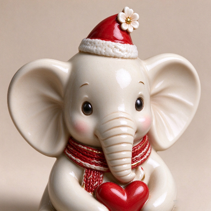 【VIP EXCLUSIVE】Handmade Cute Big-Eared Christmas Elephant Figurine Resin Mold