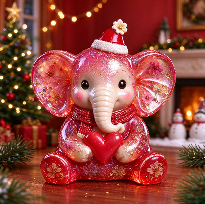 【VIP EXCLUSIVE】Handmade Cute Big-Eared Christmas Elephant Figurine Resin Mold