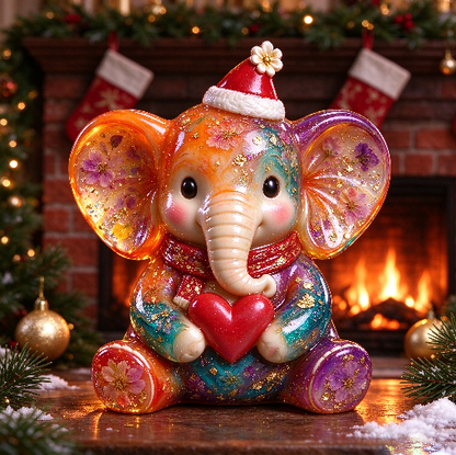 【VIP EXCLUSIVE】Handmade Cute Big-Eared Christmas Elephant Figurine Resin Mold