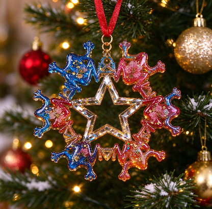 【VIP EXCLUSIVE】Handmade Diamond-Cut Star & Frog Snowflake Christmas Ornament Resin Mold