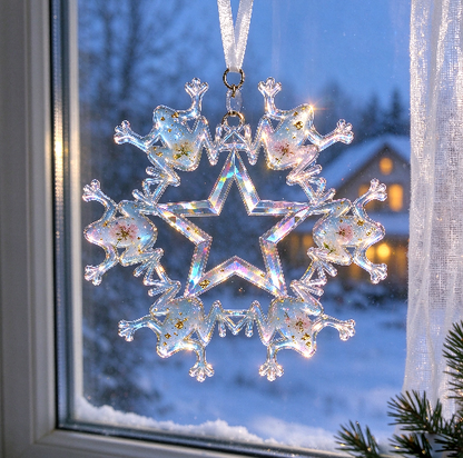 【VIP EXCLUSIVE】Handmade Diamond-Cut Star & Frog Snowflake Christmas Ornament Resin Mold