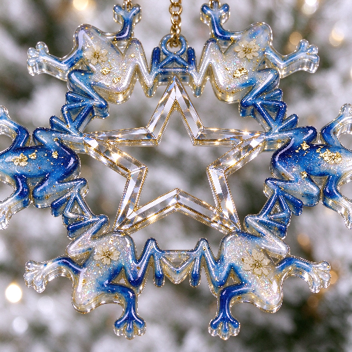 【VIP EXCLUSIVE】Handmade Diamond-Cut Star & Frog Snowflake Christmas Ornament Resin Mold