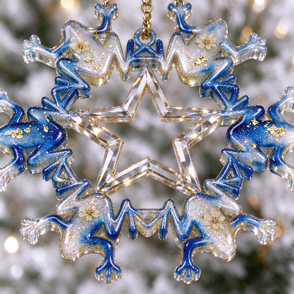 【VIP EXCLUSIVE】Handmade Diamond-Cut Star & Frog Snowflake Christmas Ornament Resin Mold