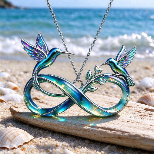 Handmade Hummingbird & Infinity Symbol Jewelry Pendant Necklace Resin Mold with Hole