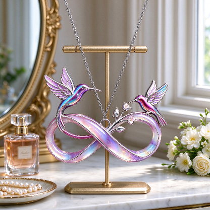 Handmade Hummingbird & Infinity Symbol Jewelry Pendant Necklace Resin Mold with Hole