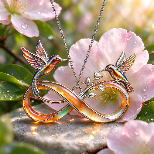 Handmade Hummingbird & Infinity Symbol Jewelry Pendant Necklace Resin Mold with Hole