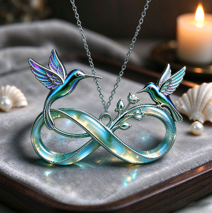 Handmade Hummingbird & Infinity Symbol Jewelry Pendant Necklace Resin Mold with Hole