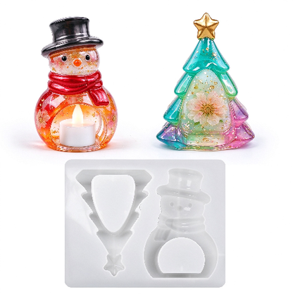 Christmas Tree Snowman Night Light Figurine Resin Mold
