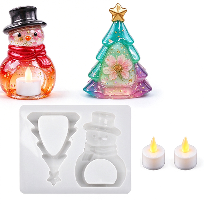 Christmas Tree Snowman Night Light Figurine Resin Mold