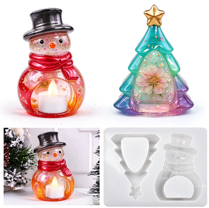 Christmas Tree Snowman Night Light Figurine Resin Mold