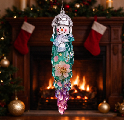 Handmade Crystal Snowman Icicle Ornament Christmas Tree Decoration Resin Molds