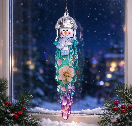 Handmade Crystal Snowman Icicle Ornament Christmas Tree Decoration Resin Molds