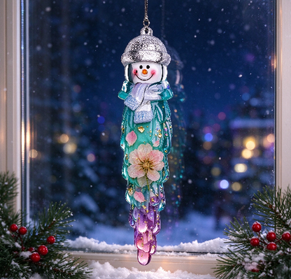 Handmade Crystal Snowman Icicle Ornament Christmas Tree Decoration Resin Molds