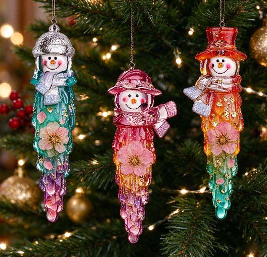 Handmade Crystal Snowman Icicle Ornament Christmas Tree Decoration Resin Molds