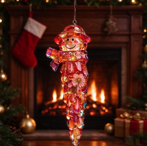 Handmade Crystal Snowman Icicle Ornament Christmas Tree Decoration Resin Molds