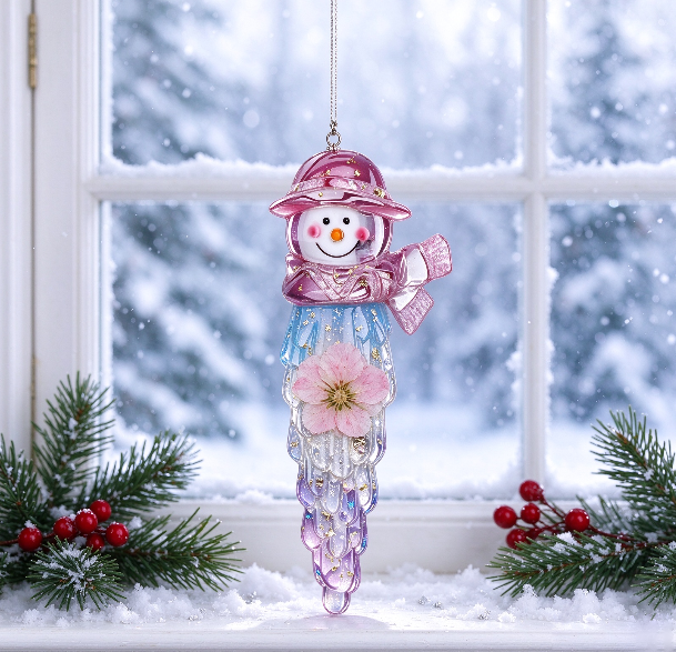 Handmade Crystal Snowman Icicle Ornament Christmas Tree Decoration Resin Molds