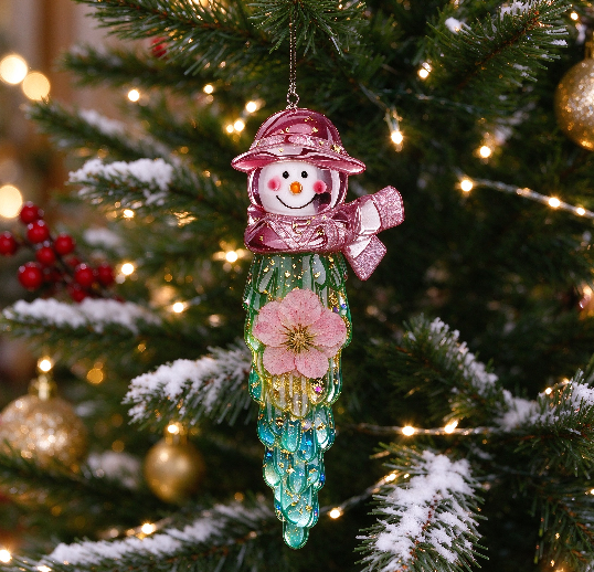 Handmade Crystal Snowman Icicle Ornament Christmas Tree Decoration Resin Molds
