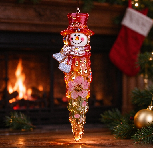 Handmade Crystal Snowman Icicle Ornament Christmas Tree Decoration Resin Molds