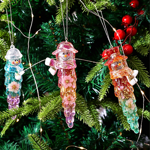 Handmade Crystal Snowman Icicle Ornament Christmas Tree Decoration Resin Molds