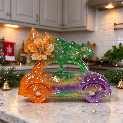 Christmas Tree Car Ornament Resin Mold with Hanging Hole