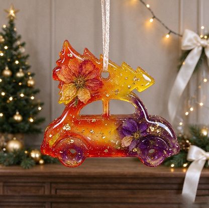 Christmas Tree Car Ornament Resin Mold with Hanging Hole